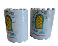 2 x LEGO® 87926 City,Paneele gewölbt in neuhellgrau bedruckt Burg,Schloß Neuware