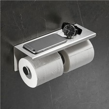 Toilettenpapierhalter Edelstahl Doppelrolle Regal Badezimmer Silber Wandmontage