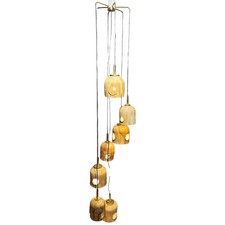 Kaskadenlampe 7-flammig Keramik handgemacht Vintage 215 cm