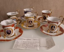 Porzellan Prunk Mokkatasse Gedeck Sammelgedeck Golddekor 12 tlg. Watteau Malerei