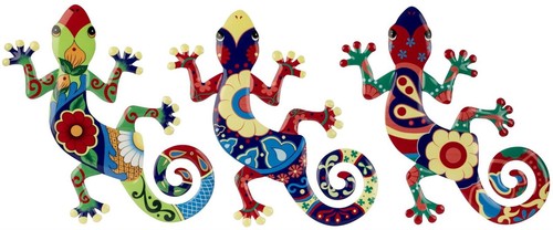 3er set geckos bunt - set,