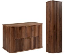 Badmöbel SET Waschtischunterschrank Unterschrank 80 cm + Hochschrank Dunkelbraun