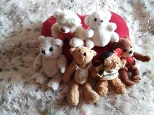 6 kleinen Teddybären*weiß*beige*braun*hellbrauner Schutzengel*Kuscheltiere*gebr.