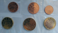 1 Euro, 20,50 und 1- 5 Cent Kursmünzen San Marino 2008, geringe Auflagezahl