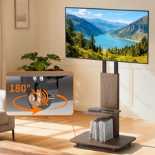 TV Ständer Standfuß Rollwagen Mobil Rollen Metall Schwarz 40-75 Zoll Fernseher