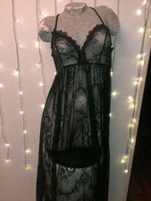 Dolls Kill Widow Lace Spitze Maxi Dress Kleid Gown Gothic Goth M