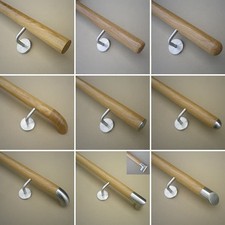 Eiche Handlauf V2A Halter Ø42mm verschied. Enden Griff Stange Geländer Wand Trep