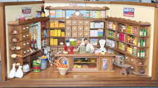 Alter kompletter Kaufmannsladen Kremerladen , Stube mit voller Einrichtung kompl