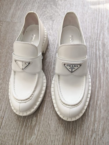 Prada halbschuhe leder weiß - prada,