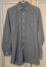 Walbusch Extraglatt Slimfit Hemd ,KW40 (M), Langarm schwarz weiss kariert