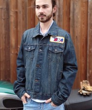 Jeansjacke von Urban in M mit Motorrad Patch Denimjacke Vintagejacke darkwashed