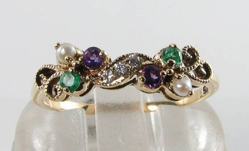 9kt gold amethyst smaragd - 9kt,
