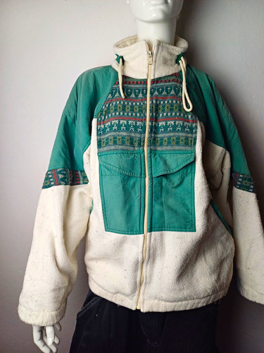 Unisex fleecejacke grün weiß - unisex, grün/weiß