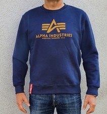 ALPHA INDUSTRIES BASIC SWEATSHIRT HERREN PULLOVER SWEATER PULLI NEW NAVY WHEAT M