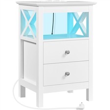 Beistelltisch Nachttisch mit Steckdosen LED-Beleuchtung und 2 Schubladen wie Neu