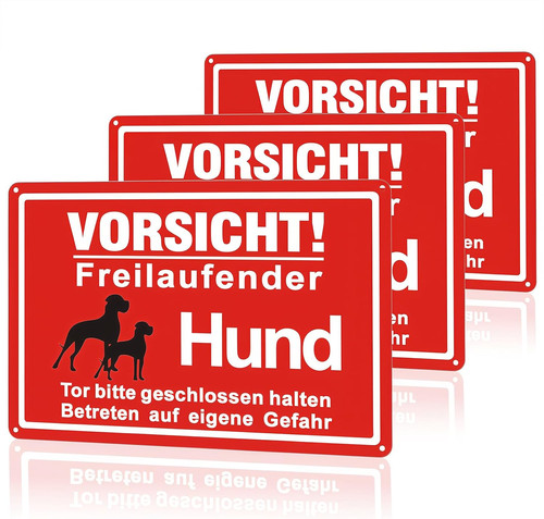 Hund warnschild metall - warnschild, set