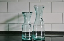 Glaskaraffe 2 x Wasserkaraffe 750 + 400 ml Weinkaraffe aus dickem Recycling Glas
