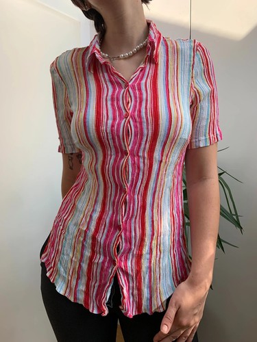 Gestreifte bluse kurzarm - bluse,
