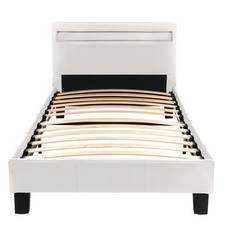 Polsterbett Einzelbett mit LED Doppelbett Jugendbett Stoff Lattenrost