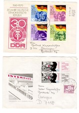2 Briefe Ersttagsumschlag 30 Jahre DDR 1949-1979 / INTERFLUG Solidarität 1988 