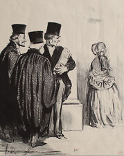 Honore Daumier Justiz Frankreich Humor Karikatur signiert Lithografie 19.Jh.