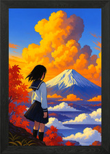 Anime Girl with Mount Fuji