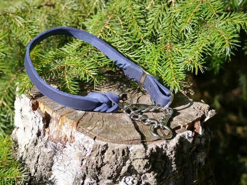 Blaues fettlederhalsband - blaues,