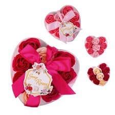 Baderosen » Herzbox mit Seifenrosen » Badekonfetti » 9 Stück im Set je 3 g (vega
