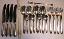ALTES BESTECK G.R. SILBER AUFLAGE 100 + 90 GABELN LÖFFEL MESSER 17 TEILE