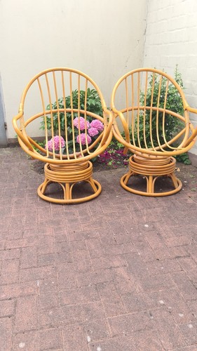 Vintage rattan drehsessel - vintage,