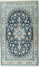 Perserteppich Nain 9 LA mit Seide - Sehr Fein 200 x 120 cm Top Zustand - blau