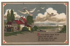 AK Brieftauben, Tauben mit Brief über Ortschaft, Spruch