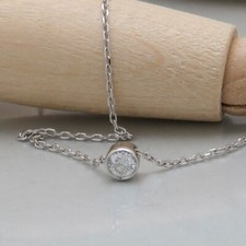 Anhänger + Kette Collier Solitär mit 0,15ct F-si Brillant 585/14K Weißgold 42cm