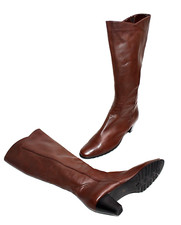 FABIANI VINTAGE DAMENSTIEFEL BOOTS ECHTLEDER WARMFUTTER  COGNAC 38 #S1-4#