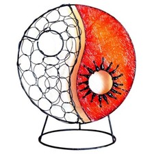 Bali Lampe 30 cm  , Yin Yang Lampe, Tischlampe, Asia Lampe, Stimmungs Lampe, 