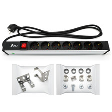 ARLI Steckdosenleiste 19 zoll Netzwerkschrank 1HE Serverschrank Steckdose 1U