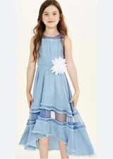 traumhaftes ELSY Girl leichtes Long-Kleid NELLA denimblau 140-152 Neu