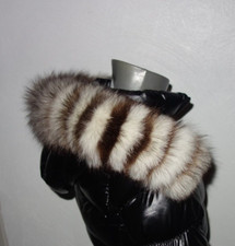 Blaufuchs Pelz Kapuze Kragen Echt Fell Jacke Parka  Silberfuchs Fellkragen Schal