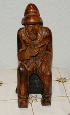 Holzfigur Alter Fischer vom Niederrhein m. Klotschen Holzschuhe Holz  Seemann