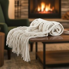 Winter Schal Rippstrick Weiß