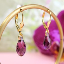 Ohrringe Gold Amethyst Tropfen