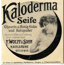Kaloderma Seife Glycerin & Honig- Geleé und Reispuder F. Wolff & Sohn von 1907