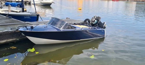 Motorboot blau weiß mit - motorboot, blau/weiß