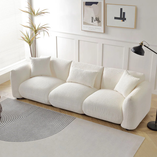 White boucle seat sofa - white,
