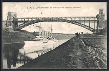 AK Levensau, Kriegsschiff vom Ostasiengeschwadert SMS Scharnhorst passiert die  