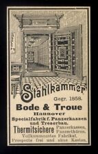 Alte Werbung Reklame 1901 Stahlkammer Tresore Bode & Troue Hannover