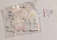 30 Schmetterlinge aus Stoff *** weiß irisierend *** groß basteln Karten