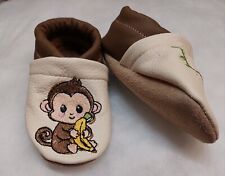 Krabbelschuhe, Lauflernschuhe, Baby Leder  Affe Handmad bestickt personalisiert