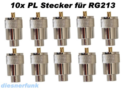 10x 259 ptfe gold - pl-259/9, gold-pin