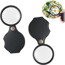 2 Stück 10-fache Taschenlupe mit Lederetui Faltbare Lupe für Lesen und